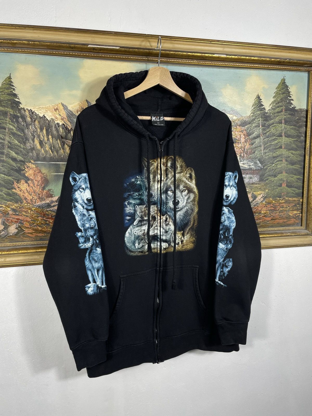 Vintage Vintage Wild Zip Hoodie Sweatshirt Vintage Y2k Wolf Print Size US L / EU 52-54 / 3 - 4 Thumbnail