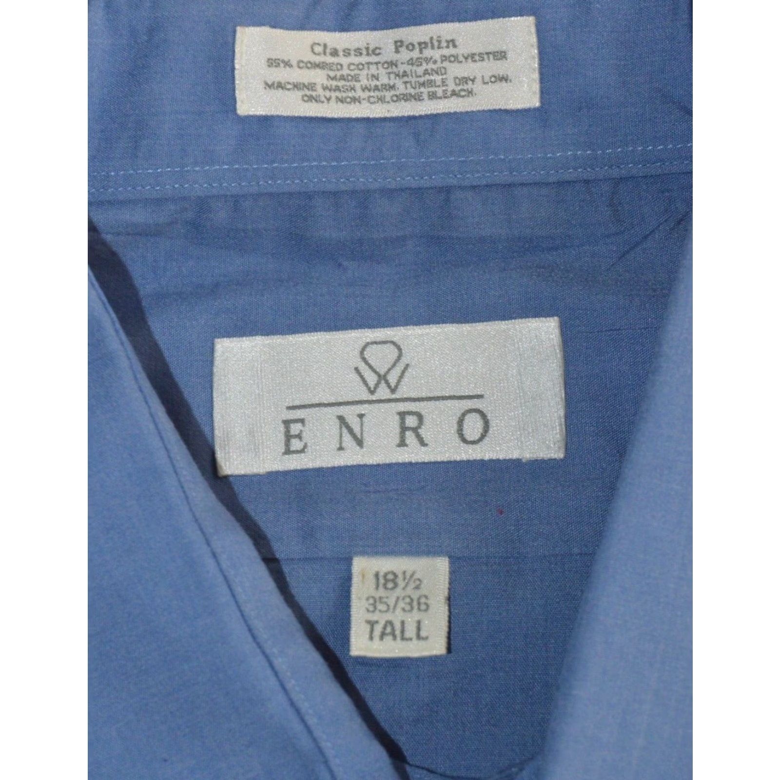 Enro Enro Men's Shirt 18.5 35/36 Blue Solid Long Sleeve Tall Size US XXL / EU 58 / 5 - 4 Thumbnail