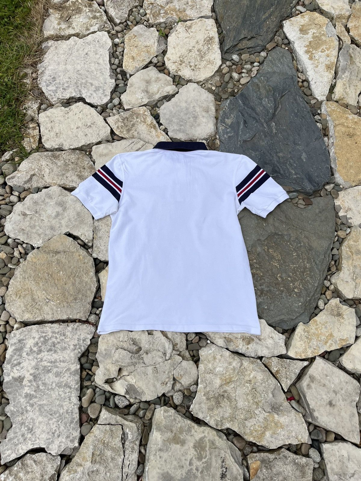 Balmain × Designer Balmain chest logo polo t-shirt tee with striped sleeves Size US L / EU 52-54 / 3 - 2 Thumbnail