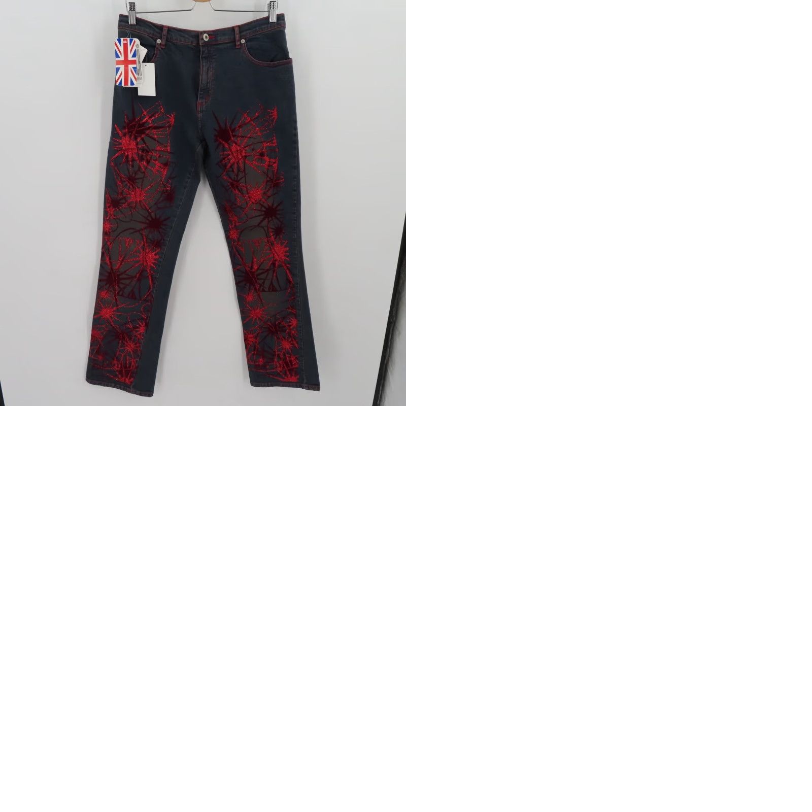 Velvet VINTAGE Amazing Jeans Jeans Womens 14 Red Glitter Velvet Splash Denim Pants 2000s NEW Size 36" / US 14 / IT 50 - 9 Thumbnail