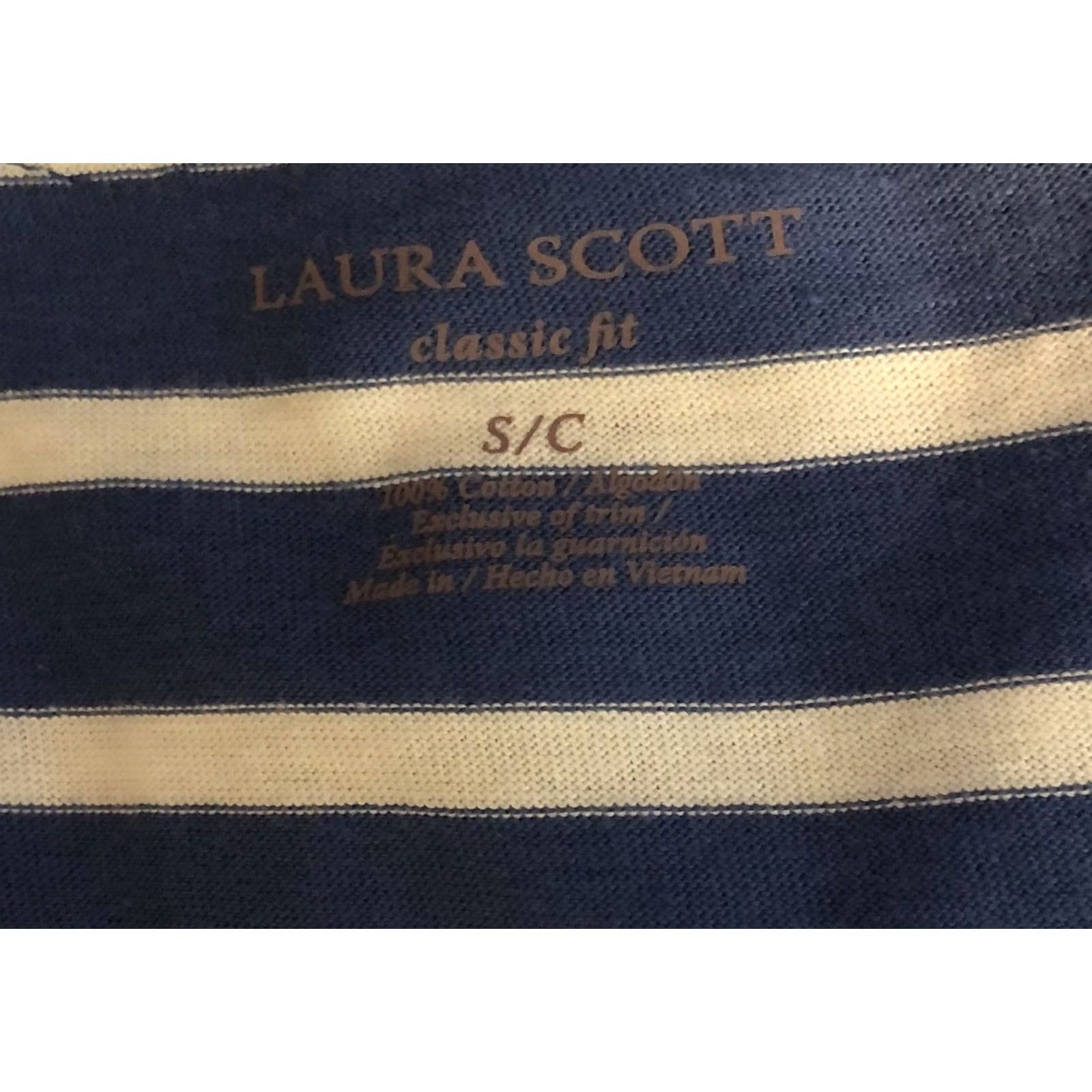 Vintage Laura Scott Lace Jersey Top S Blue/Wht Insert Combo V-Neck preppy coastal dainty Size S / US 4 / IT 40 - 4 Thumbnail
