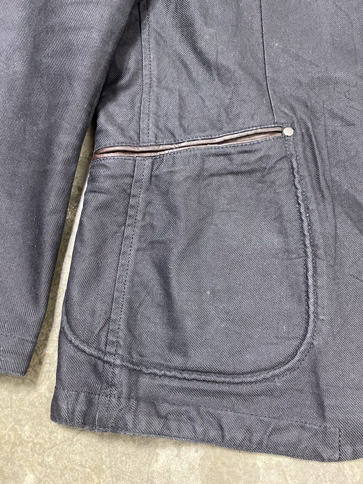 Japanese Brand A02 Gloster Vintage Denim + Leather Blazer Size US L / EU 52-54 / 3 - 7 Thumbnail