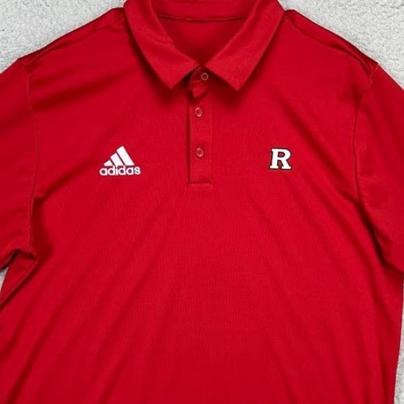 Adidas adidas Rutgers Scarlet Knights Mens Polo Shirt Large Red Short Sleeve Rugby Logo Football Golf Shirt Mens Large Red Adidas Size US L / EU 52-54 / 3 - 2 Thumbnail