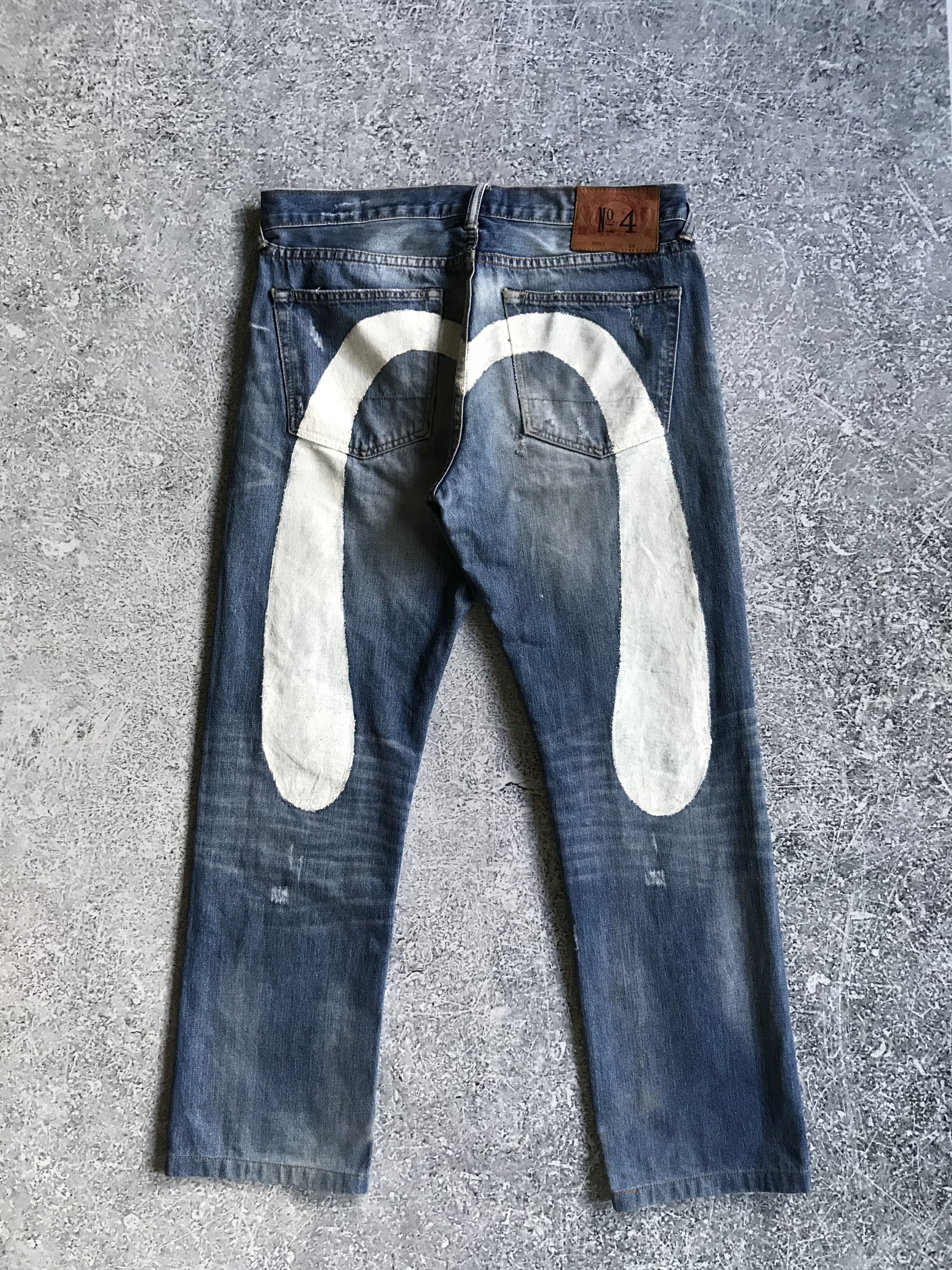 image of Evisu No.4 Big Logo Jeans in Blue, Men's (Size 34)