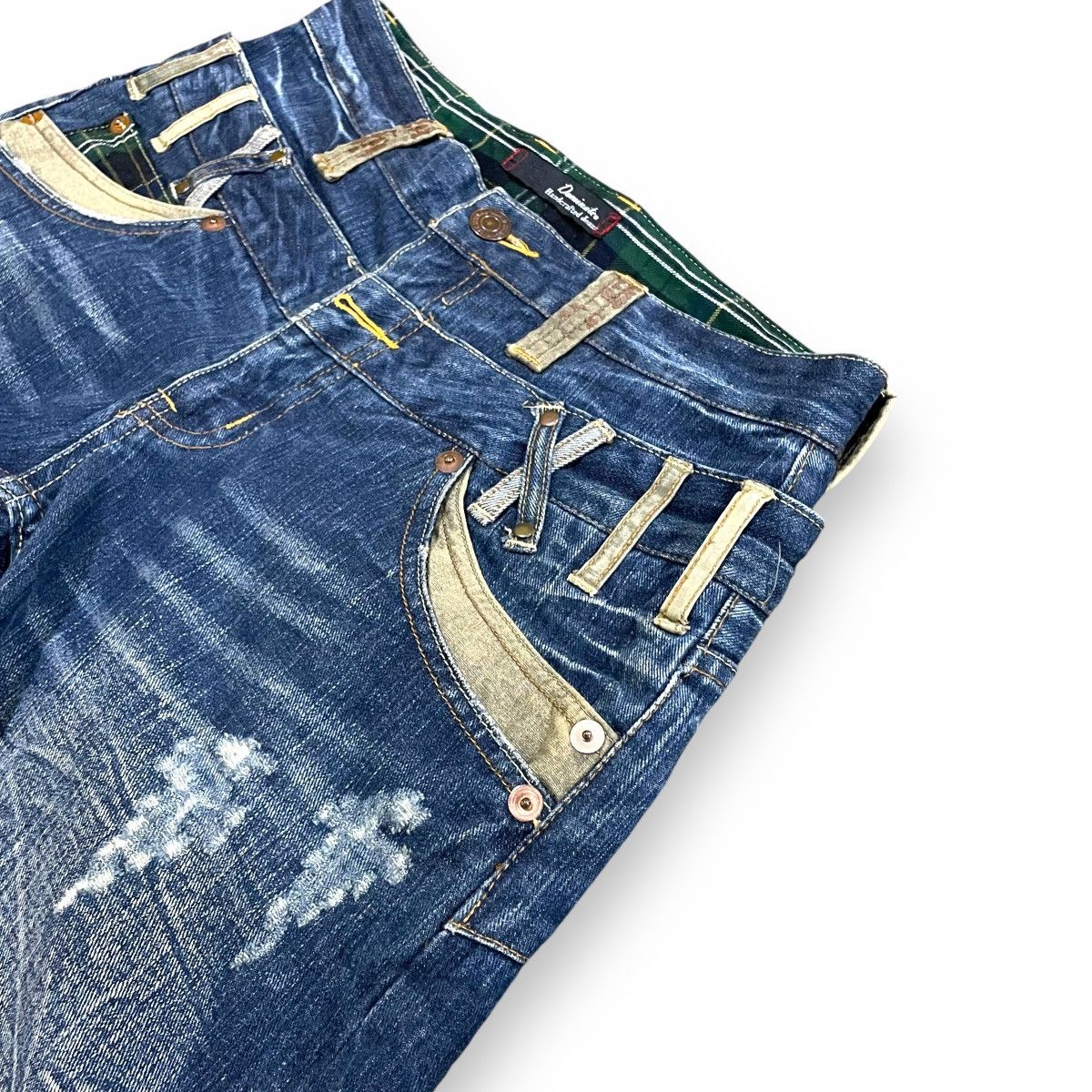 Le Grande Bleu (L.G.B.) DOMINATED HANDCRAFTED LOVEROCK DOUBLE WAIST SPIRAL CUT JEANS Size US 30 / EU 46 - 9 Thumbnail
