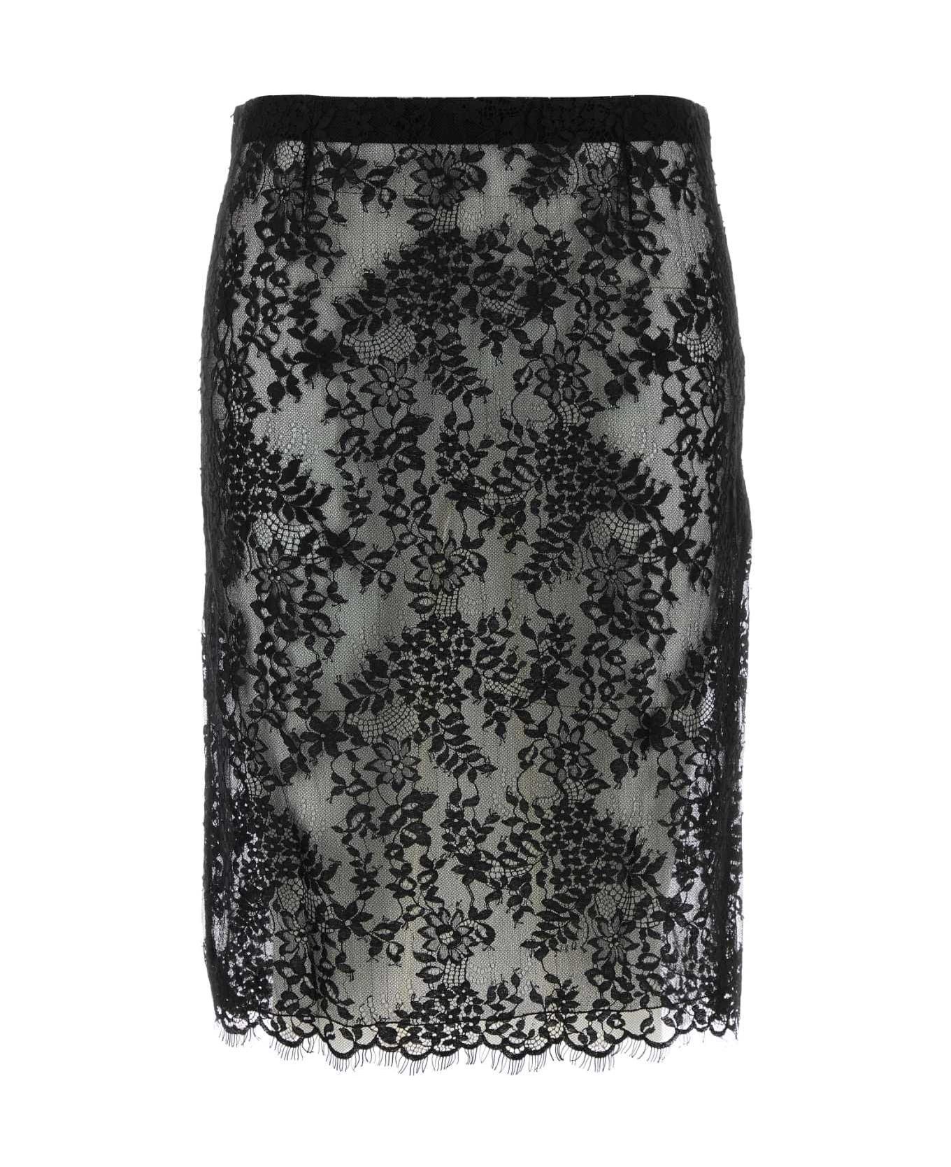Saint Laurent Paris o1bcso1str0426 Lace Skirt in Black Size 26" / US 2 / IT 38 - 1 Thumbnail