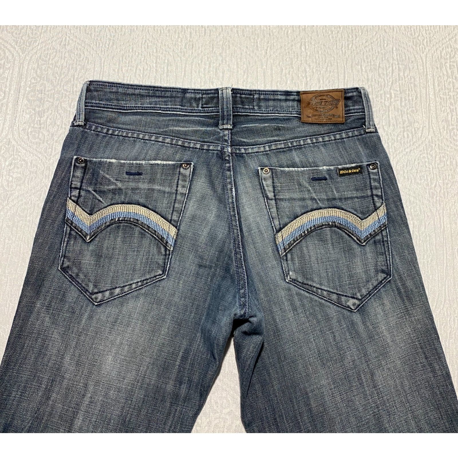 Dickies Dickies Jeans Men's 32×32 Regular Straight Distressed Embroidered USA Original Dickies jeans denim cotton 5-pocket Men Regular Gray/Medium wash Size US 32 / EU 48 - 4 Thumbnail