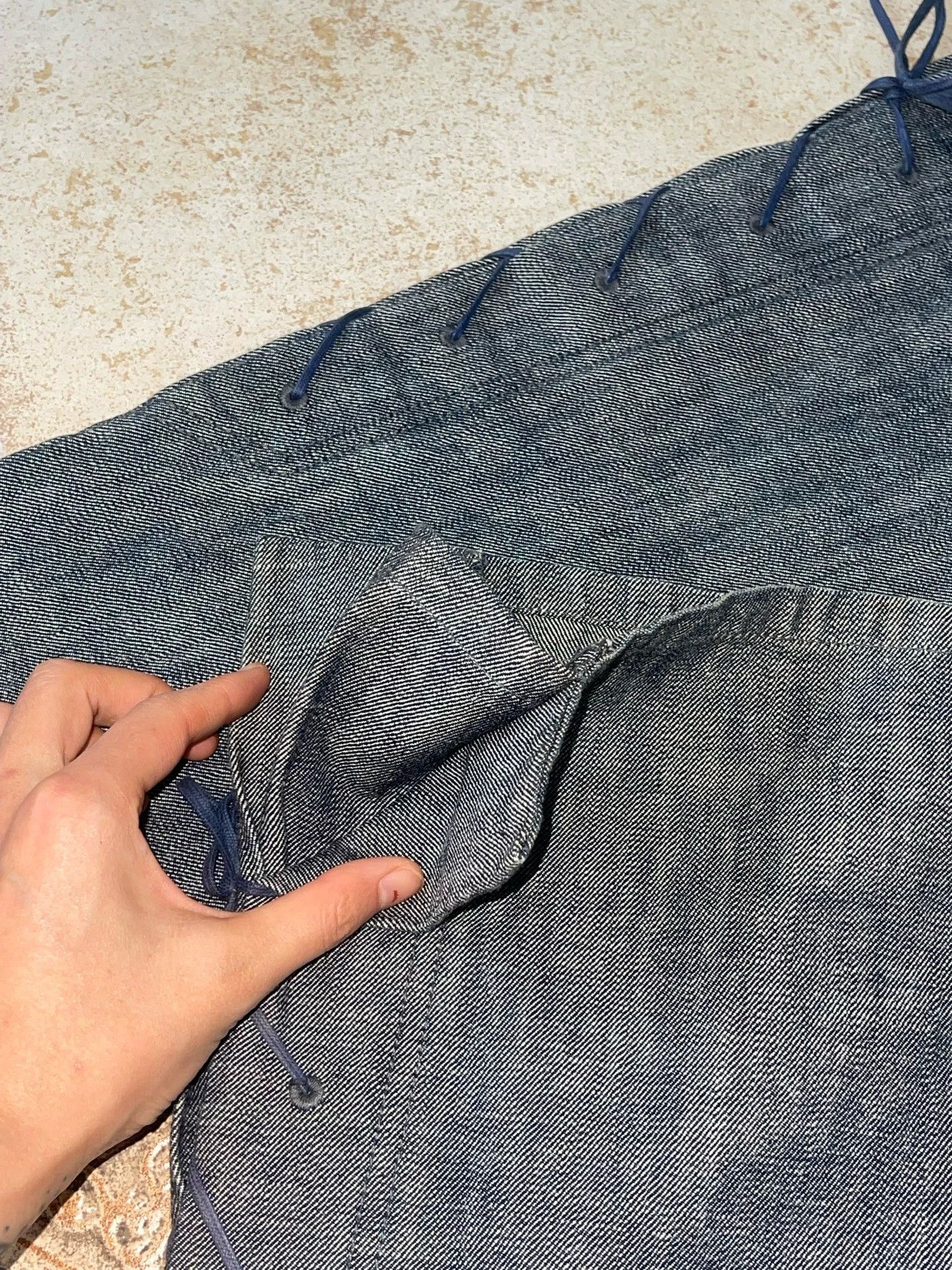 Jean Paul Gaultier JPG Blue-Gray Tie-Strap Flared Jeans 40 Size 27" / US 4 / IT 40 - 8 Thumbnail