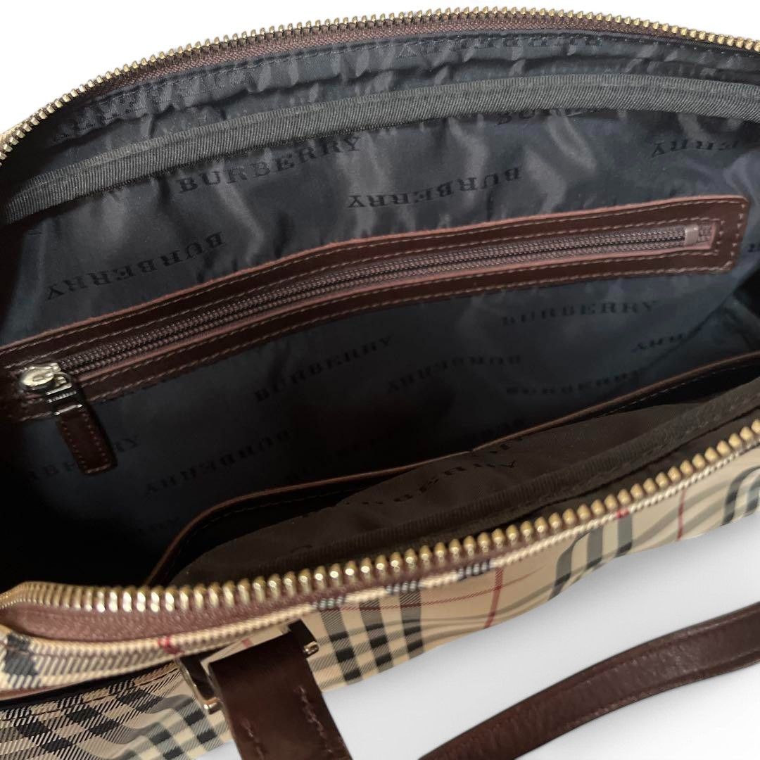 Burberry Burberry - Nova Check Beige Brown Leather Handbag Boston Size ONE SIZE - 7 Thumbnail