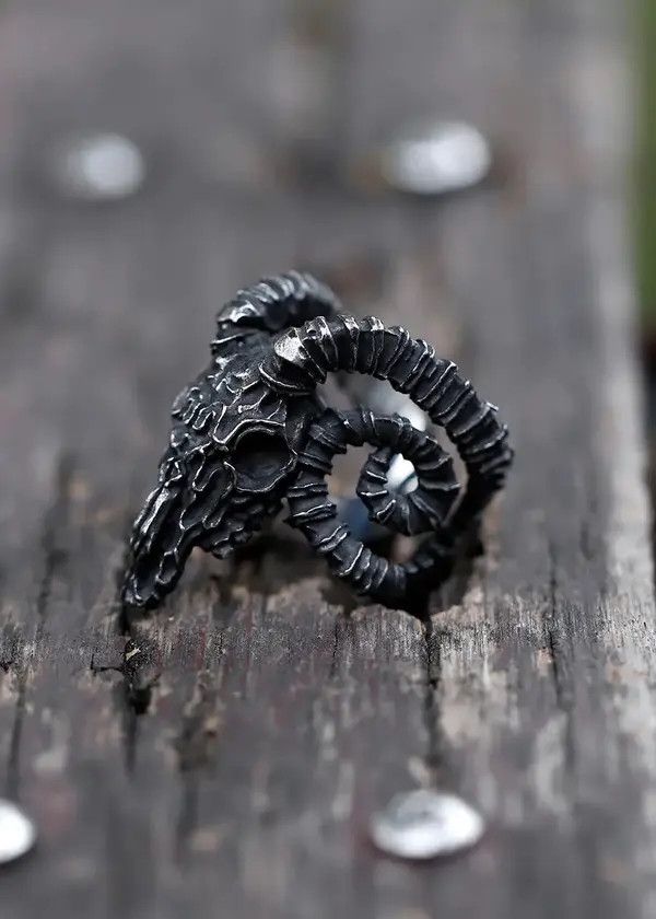 Jewelry Sheep Head Skull Ring Size ONE SIZE - 3 Thumbnail