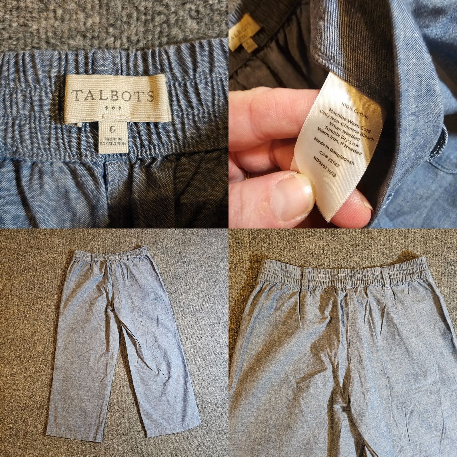 Talbots Talbots Pants Womens 6 Blue Straight Leg Cropped Flat Front Classic Casual Basic Pants Size 28" / US 6 / IT 42 - 8 Thumbnail