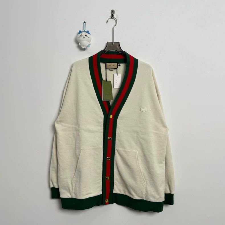 Gucci Gucci FW23 red and green stripe double G small logo cardiga Size US L / EU 52-54 / 3 - 1 Thumbnail