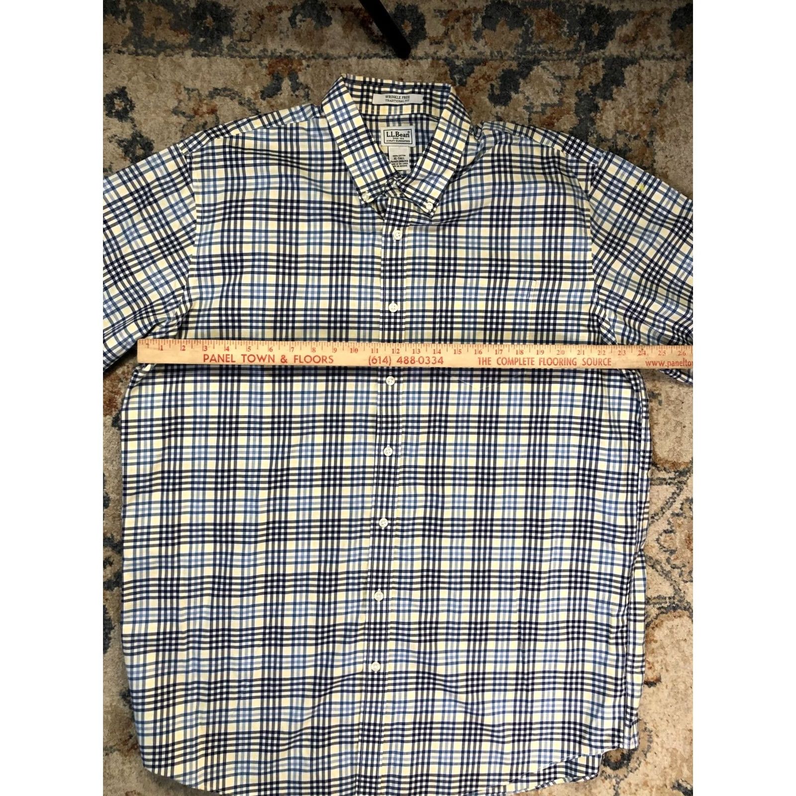 Vintage L.L. Bean Dress Shirt Mens XLT XL Tall Blue Yellow Plaid Wrinkle Free Cotton Shirt Dress Shirt Mens XLT Tall Blue Plaid Wrinkle Free 100% Cotton Size 46R - 7 Thumbnail
