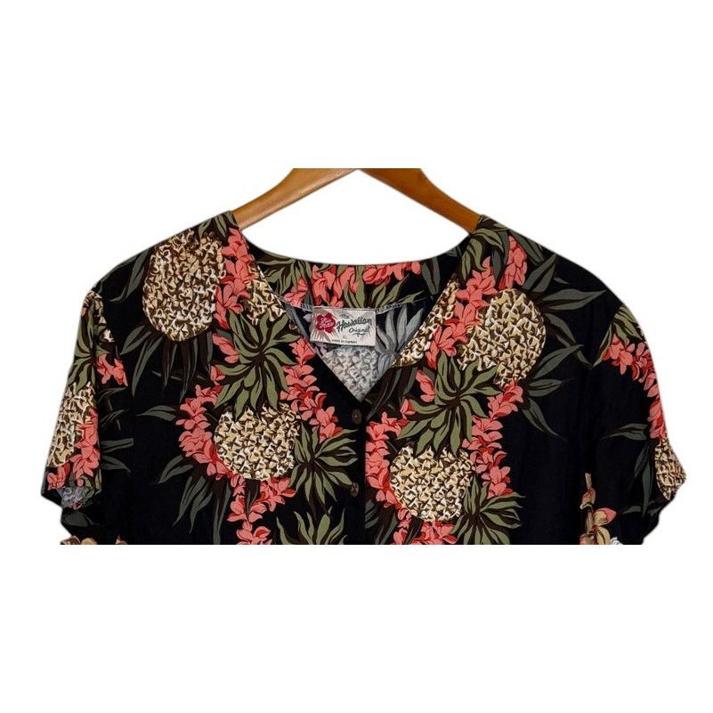 Hilo Hattie Hilo Hattie Shirt Women X Large Black Hawaiian Pineapple Size XL / US 12-14 / IT 48-50 - 2 Thumbnail