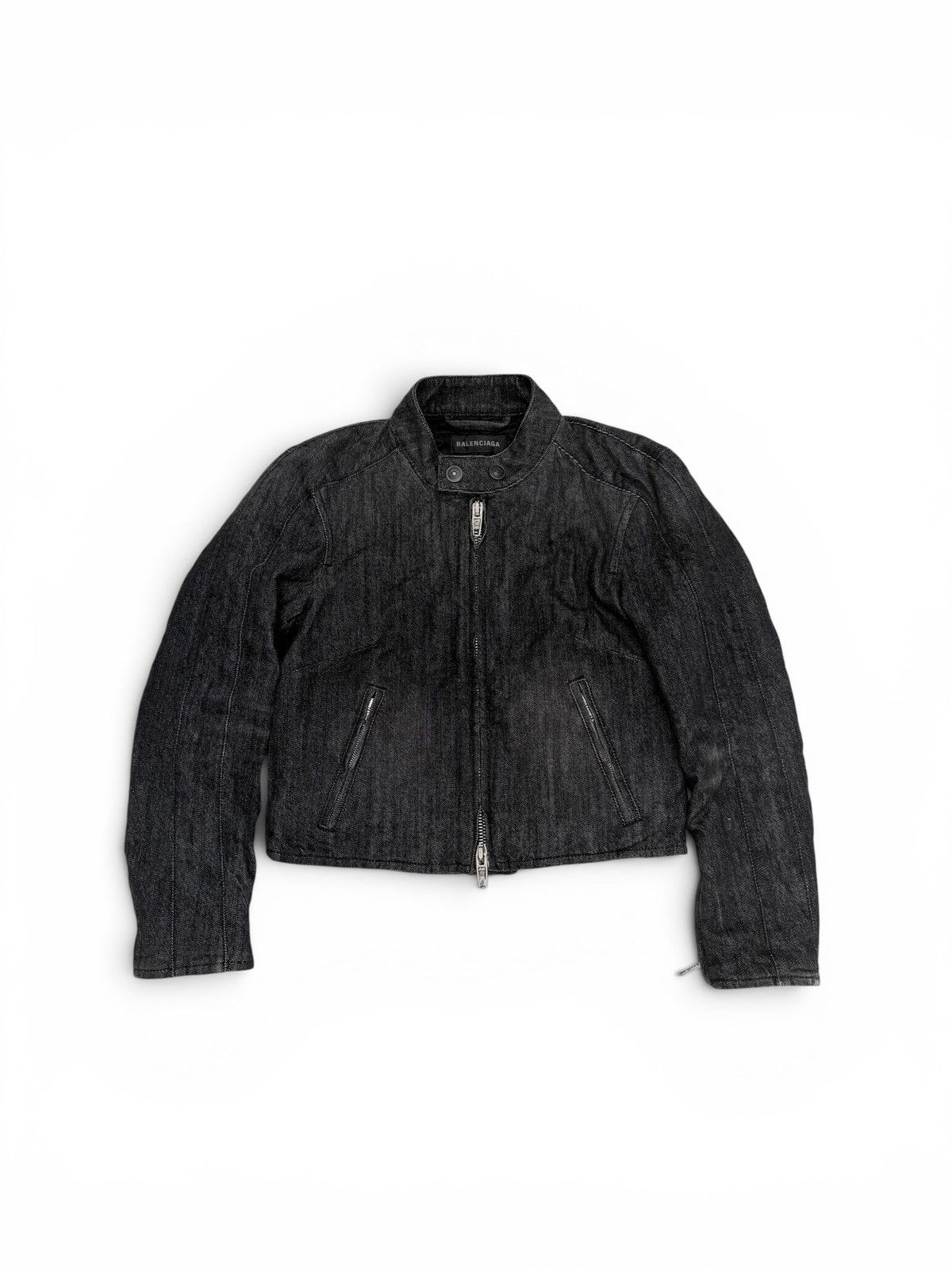 Balenciaga Balenciaga SS23 Mudshow Shrunk Racer Denim Jacket Size S / US 4 / IT 40 - 1 Thumbnail