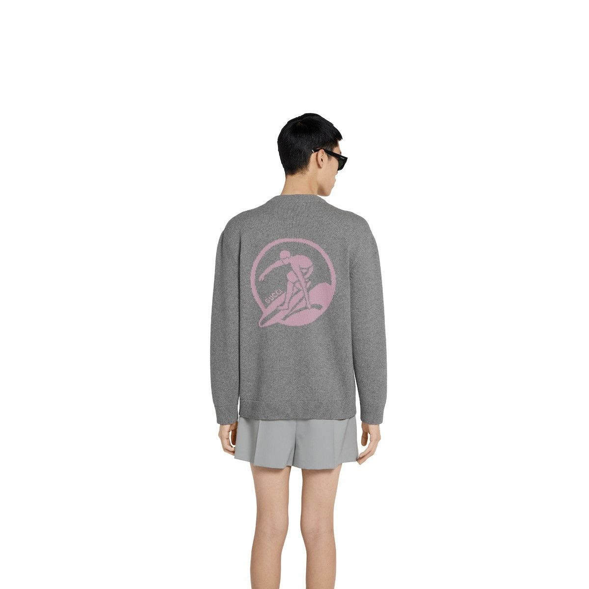 Gucci o1s1wg110925 Wool Cashmere Cardigan With Intarsia in Grey Size US M / EU 48-50 / 2 - 4 Thumbnail