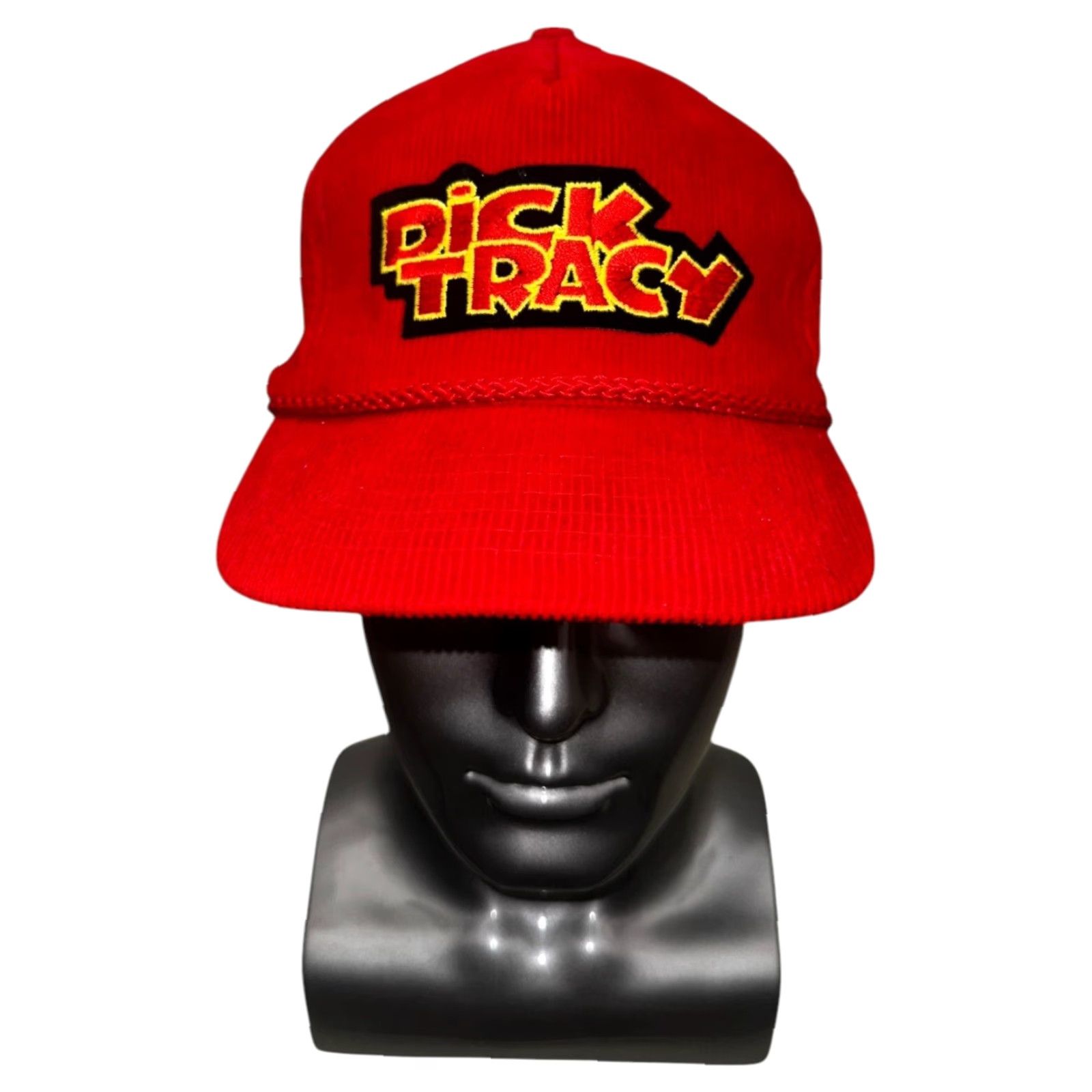 Disney VINTAGE Dick Tracy Hat Disney Corduroy Snapback Mens Cap Movie Promo 1990 Adjustable Red Cotton Corduroy Disney Vintage Men Cap Mens Size ONE SIZE - 2 Thumbnail