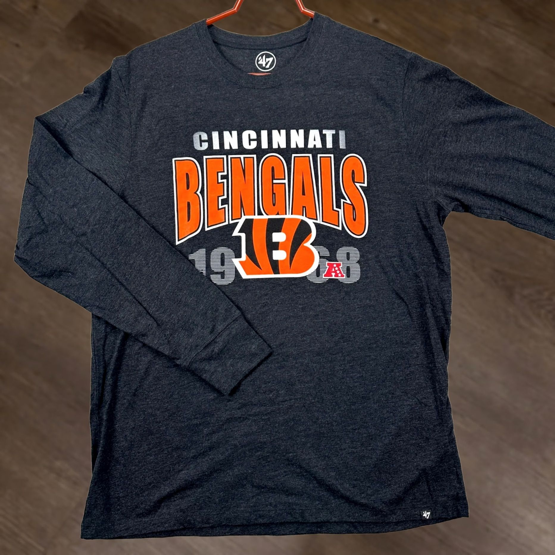 NFL Cincinnati Bengals NFL Football T-Shirt Long Sleeve Tee Mens Large Gray 47 Brand Size US L / EU 52-54 / 3 - 1 Thumbnail