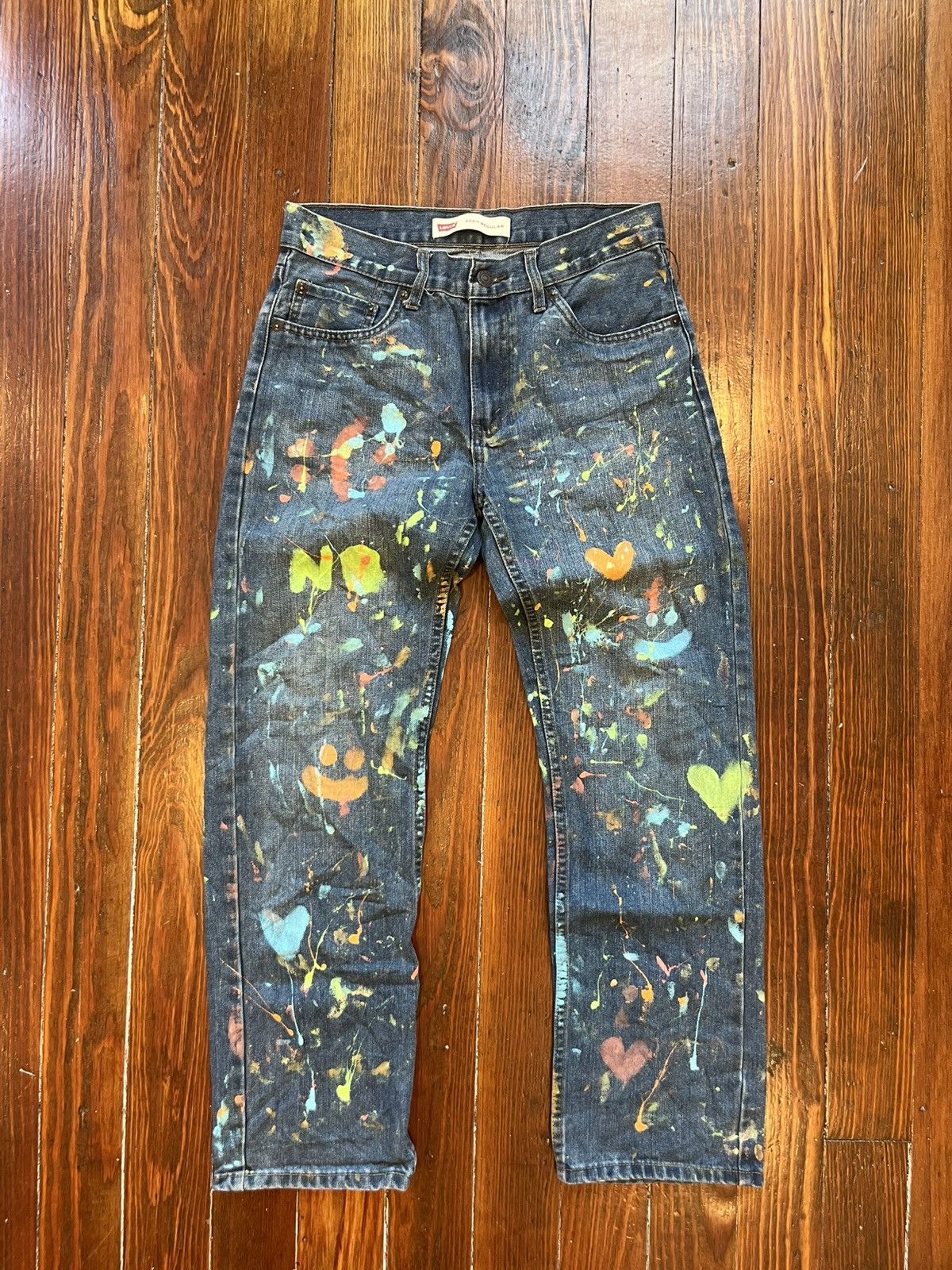 Levi's Levi’s 505 Regular Fit Jeans – Size 29×29 • Unique Painted Size US 29 - 1 Thumbnail