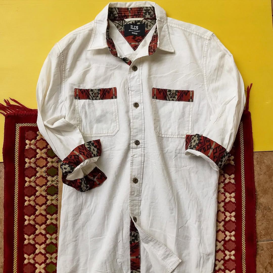 Japanese Brand Ills Shirt japan white colorway navajo shirt Iconic Size US M / EU 48-50 / 2 - 6 Thumbnail