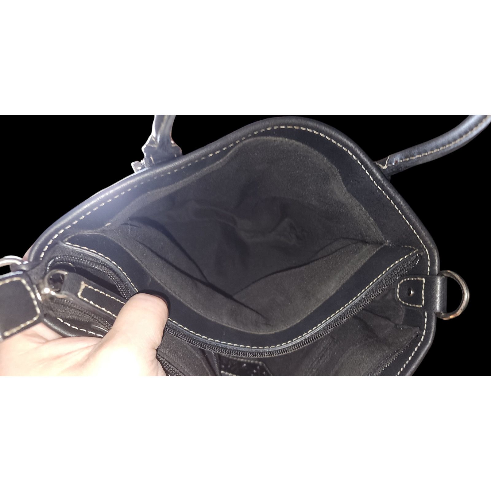 Relic Relic by Fossil Black leather & fabric studded shoulder Bag Size ONE SIZE - 3 Thumbnail