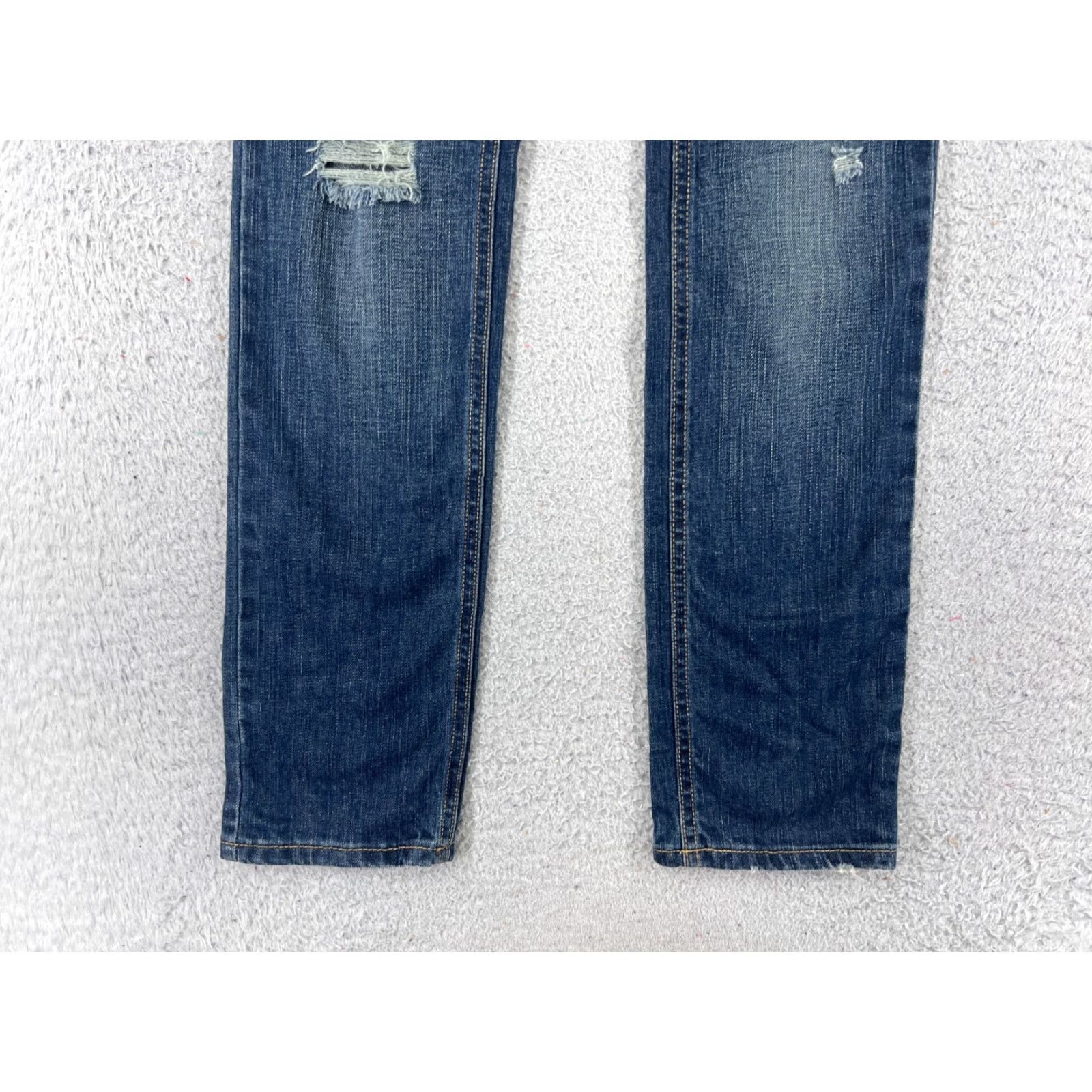 Denime Dominos Jeans Womens 25x31 Blue Denim Distressed Straight Leg Low Size 42" / US 20 - 2 Thumbnail