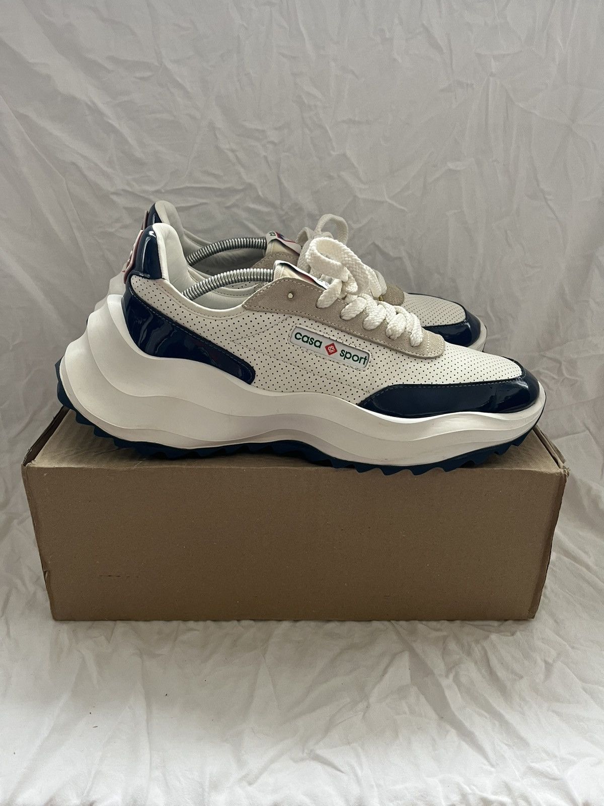 Casablanca Casablanca Atlantis Leather Vinyl « White/Blue »🚎 Size US 11.5 / EU 44-45 - 3 Thumbnail