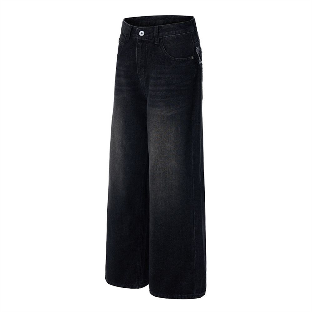 Jean Men's loose washed wide-leg pocket embroidered jeans Size US 32 / EU 48 - 5 Thumbnail