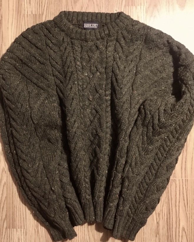 Lands' End Vintage Aran Wool Fishermans Sweater Mens L Green Lands End Size US L / EU 52-54 / 3 - 6 Thumbnail