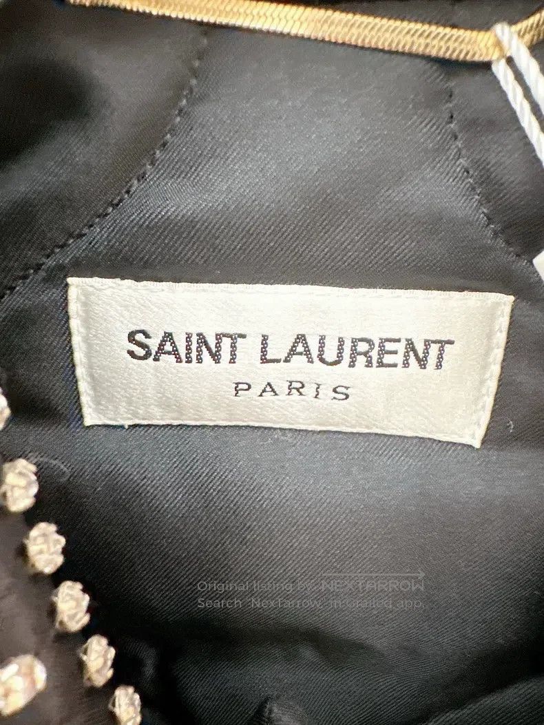Saint Laurent Paris Saint Laurent Paris Black coat neckline rhinestone decorat Size US S / EU 44-46 / 1 - 3 Thumbnail