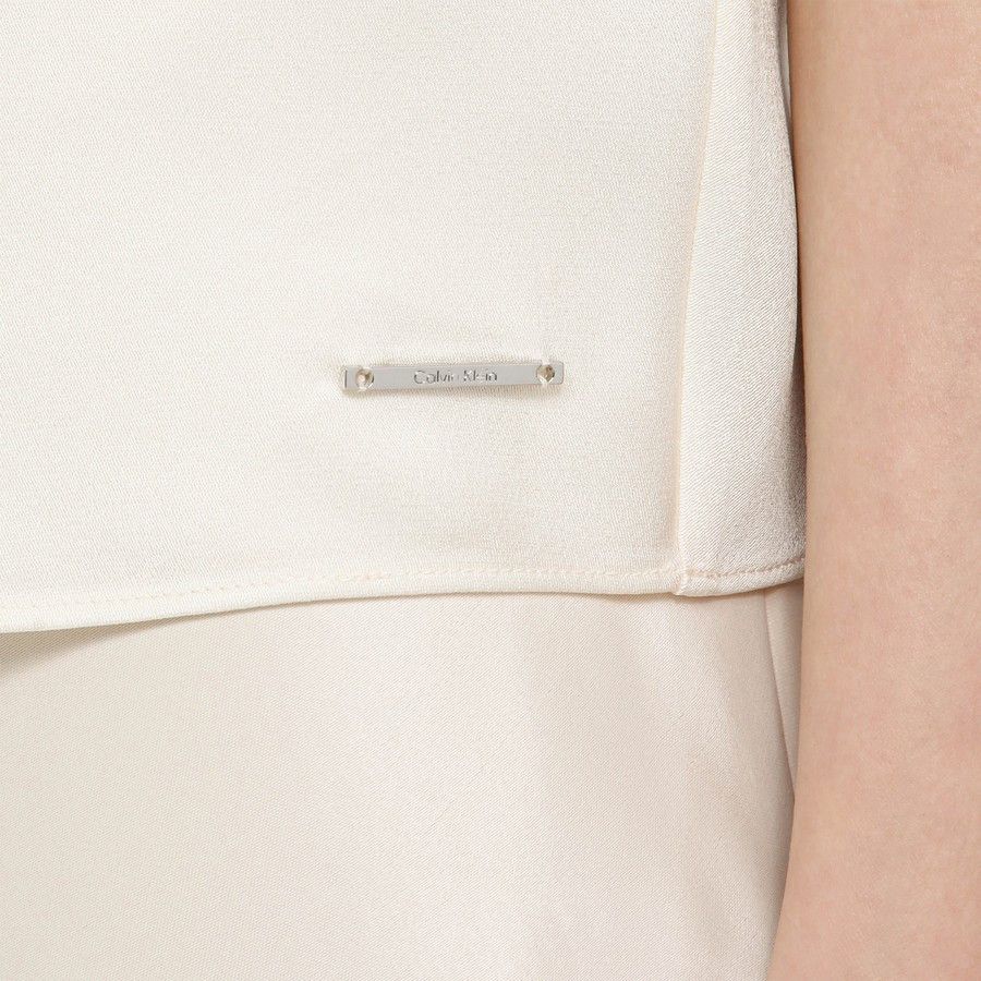 Calvin Klein o1d2blof0824 Viscose Sleeveless Blouse in Ivory Size M / US 6-8 / IT 42-44 - 5 Thumbnail