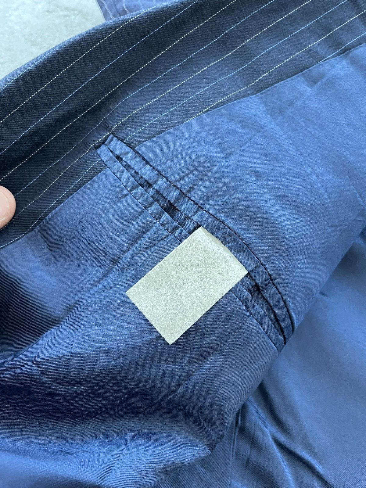 Polo Ralph Lauren Vintage Polo Ralph Lauren Navy Striped Blazer Avantgarde Y2K Size 44R - 17 Thumbnail