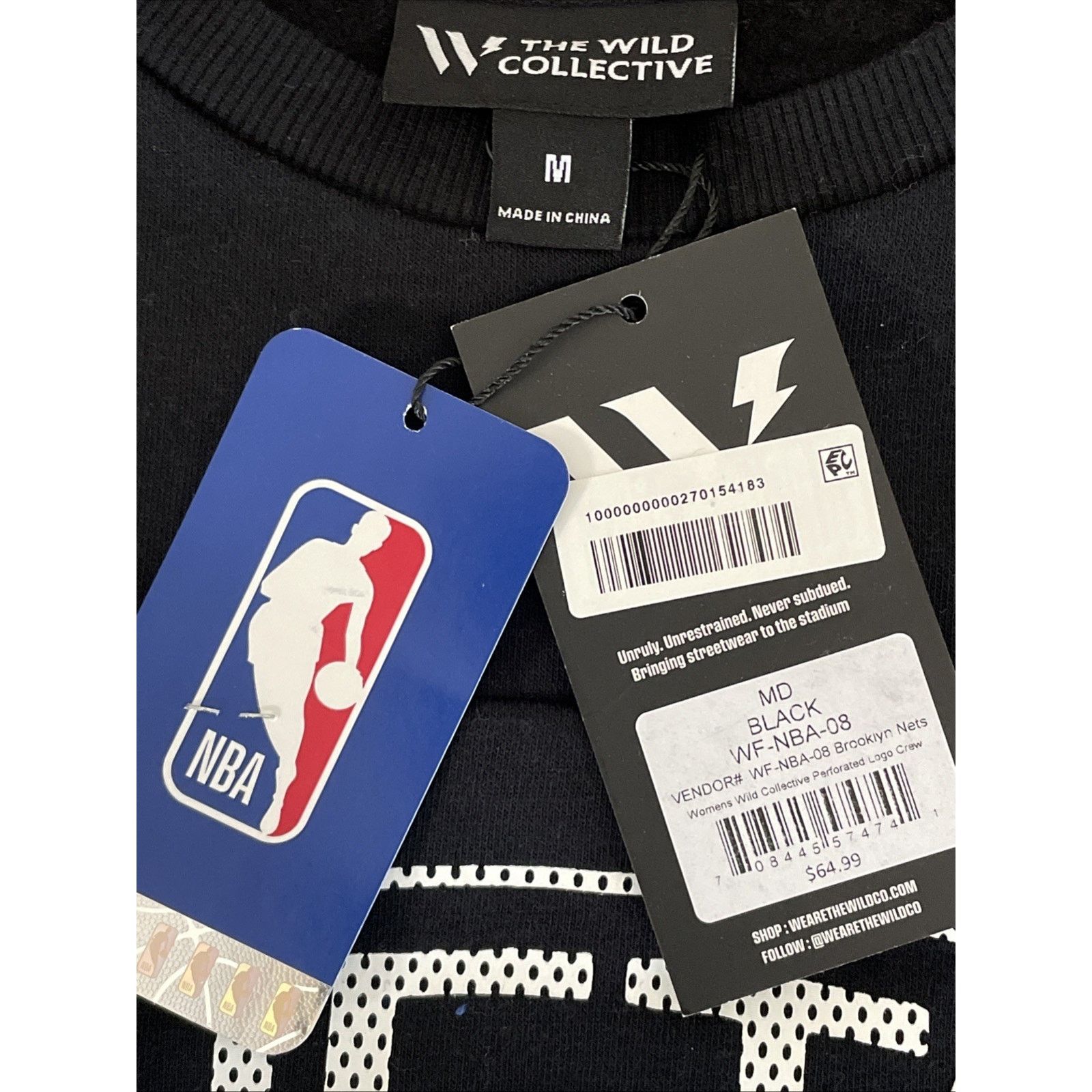 Altra Brooklyn Nets The Wild Collective Women's Med Pullover Black Size M / US 6-8 / IT 42-44 - 4 Thumbnail