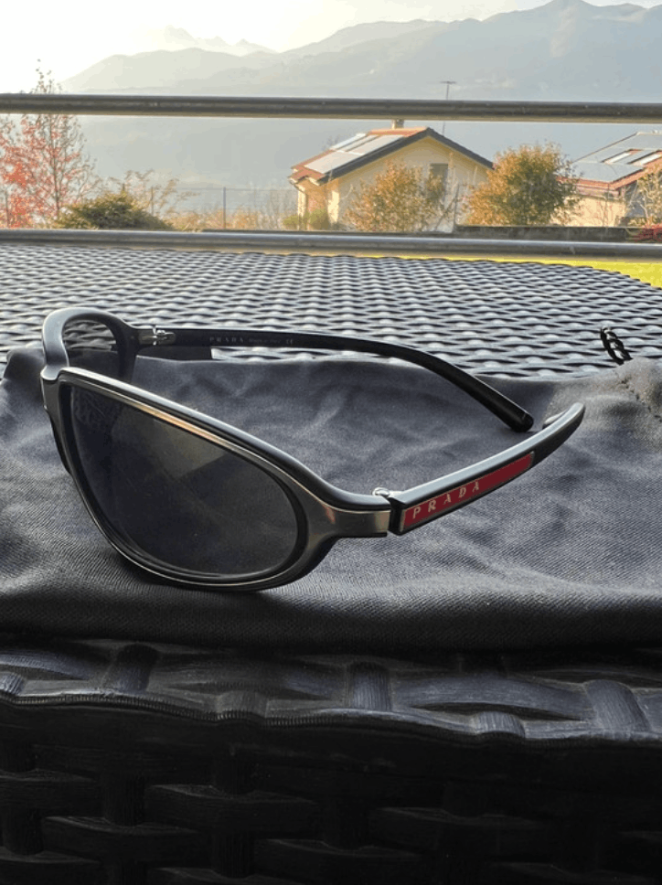 PRADA Sunglasses Rectangle Wrap Shield Metal Symbole RI920