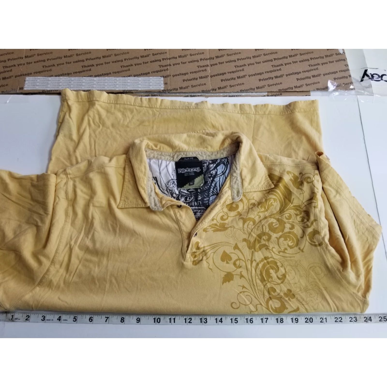Billabong Billabong Polo Shirt Slim Fit Mens Mustard Short Sleeve Floral Pattern XL Size US XL / EU 56 / 4 - 3 Thumbnail