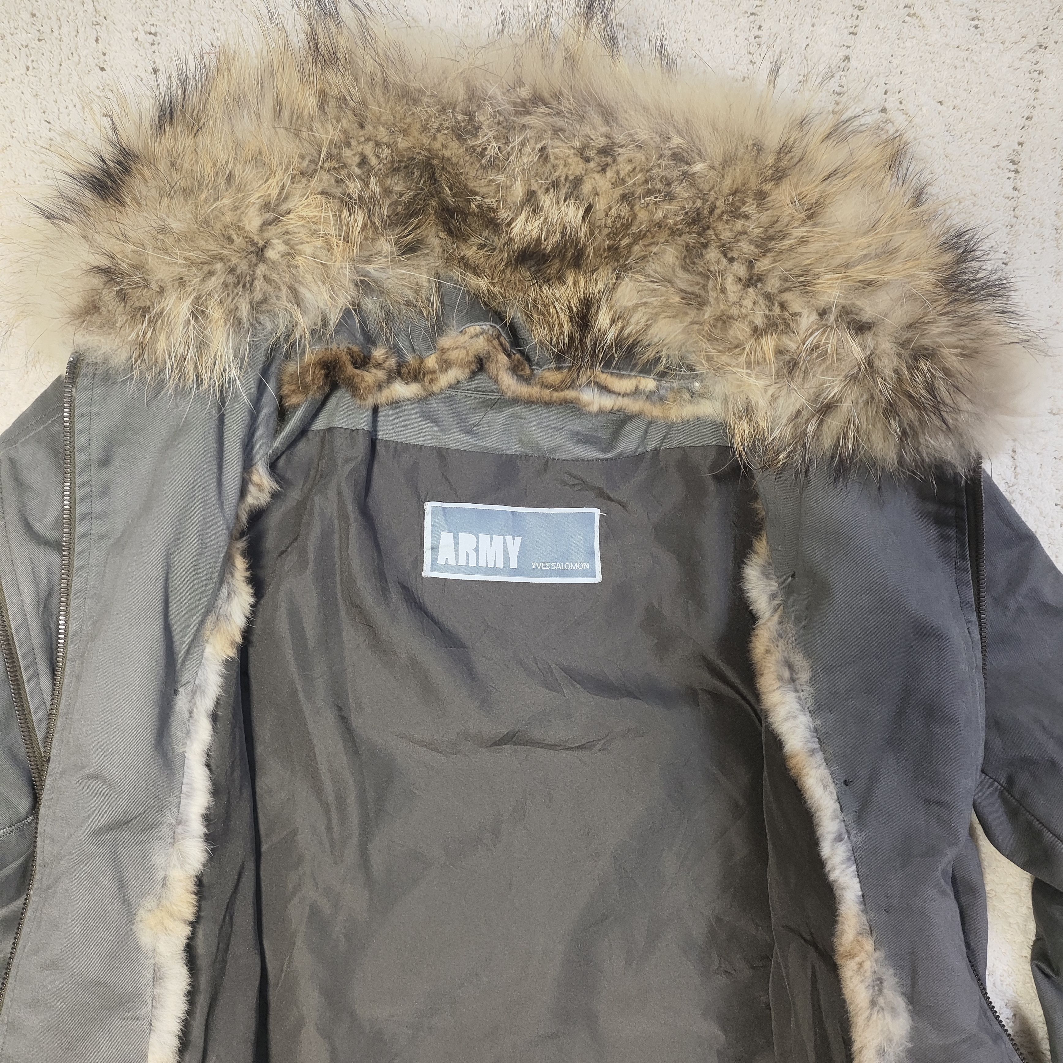 Yves Salomon ARMY Yves Salomon Cement Grey Khaki Fur Zip Up Jacket Size XS / US 0-2 / IT 36-38 - 13 Thumbnail