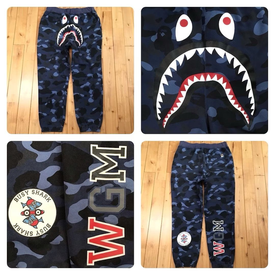 Bape BAPE Blue camo WGM shark sweat pants a bathing ape ★size L Size US 34 / EU 50 - 1 Thumbnail