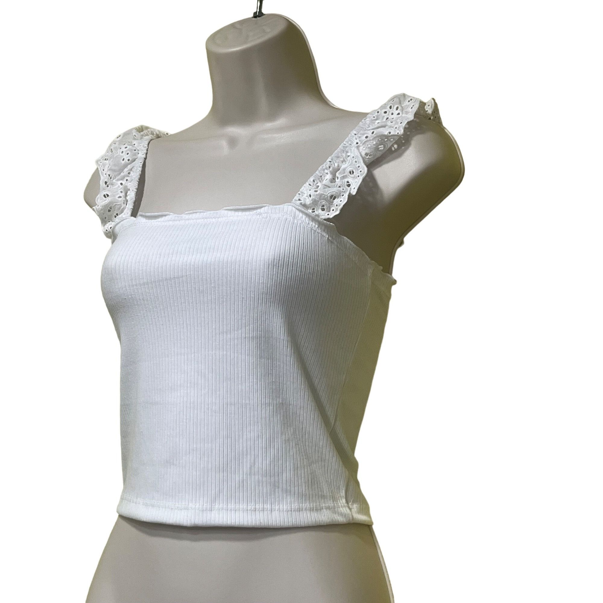Other Good Luck Gem Eyelet Trim Tank Top In Off White, M Size M / US 6-8 / IT 42-44 - 4 Thumbnail