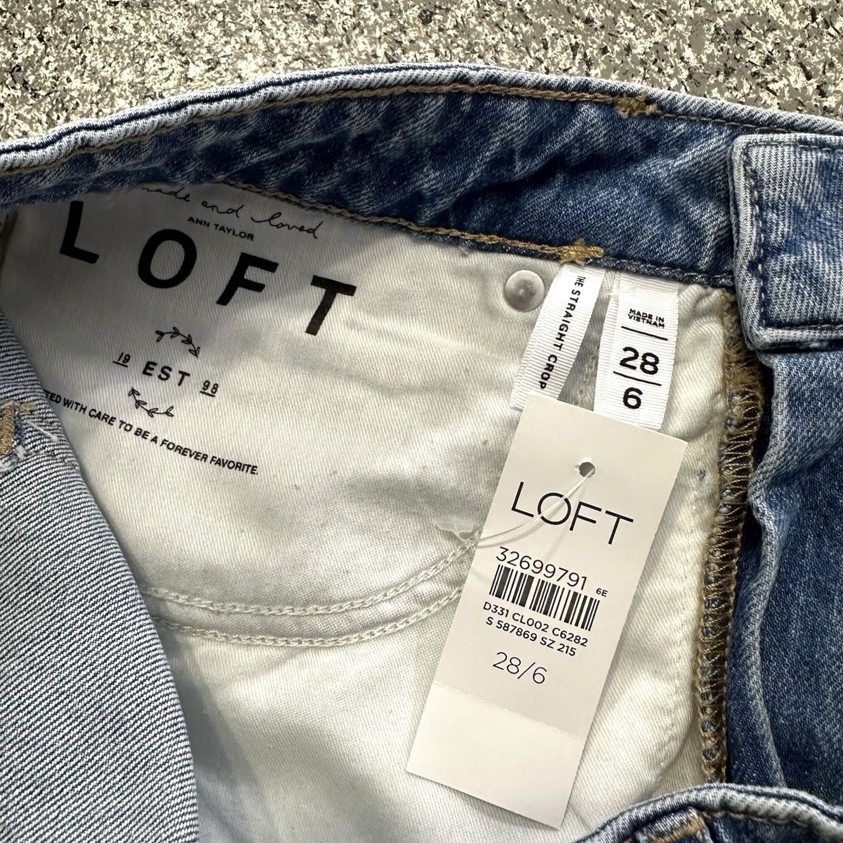 Loft LOFT Jeans Womens 6 28x27 Straight Crop High Rise Patchwork Stretch Denim Blue 5-Pocket Womens Jeans Size 28" / US 6 / IT 42 - 6 Thumbnail