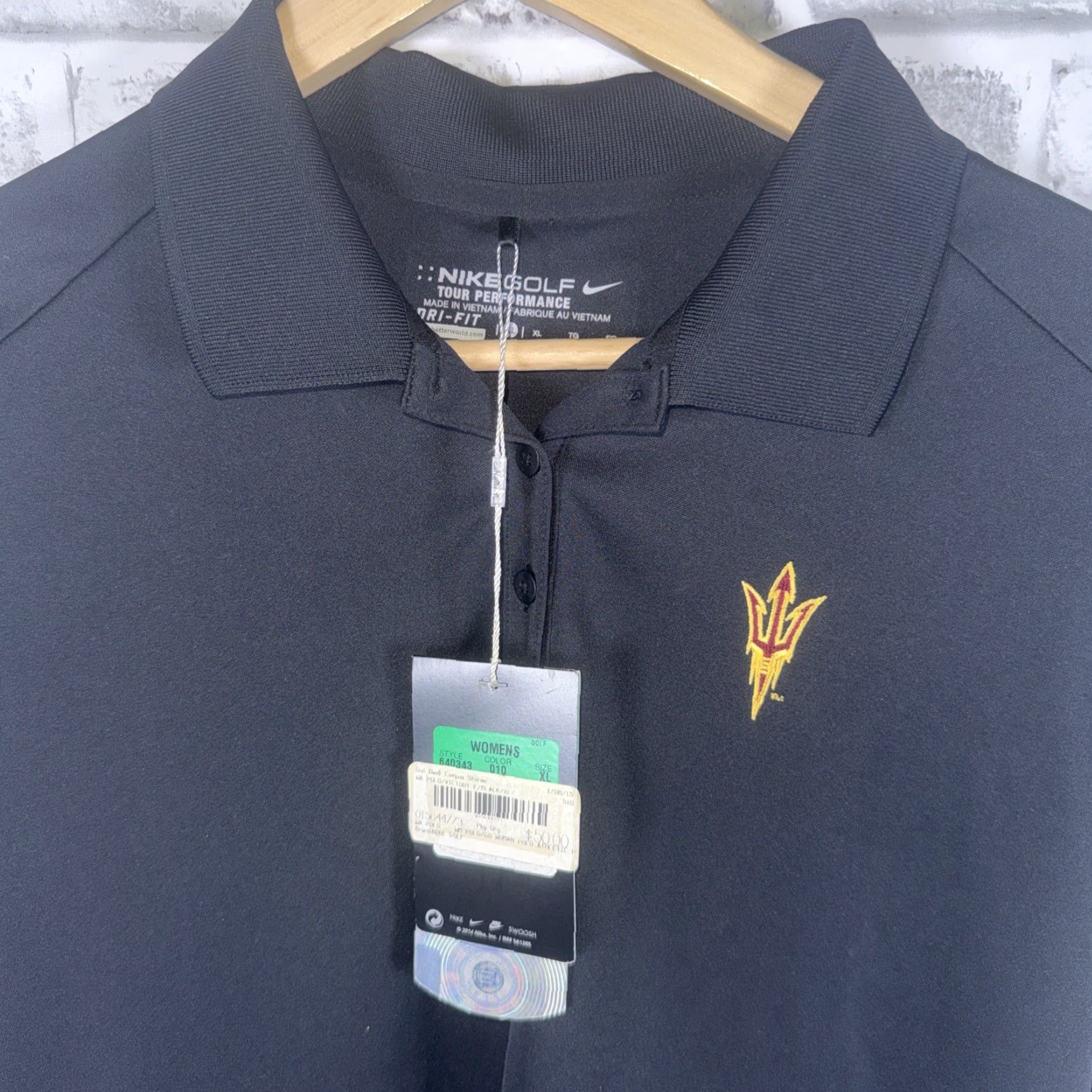 Vintage VINTAGE ARIZONA STATE Nike Golf Tour Performance Dri-Fit Black Polo Womens XL Size ONE SIZE - 2 Thumbnail
