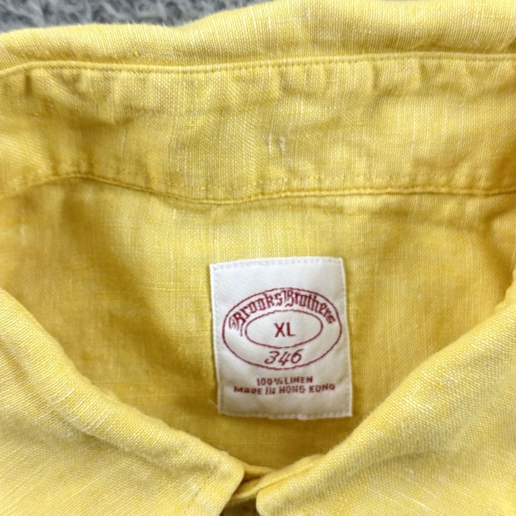 Brooks Brothers Brooks Brothers Shirt Mens XL Yellow 100% Linen Button-Down Short Sleeve Casual Vintage: No? Size US XL / EU 56 / 4 - 6 Thumbnail