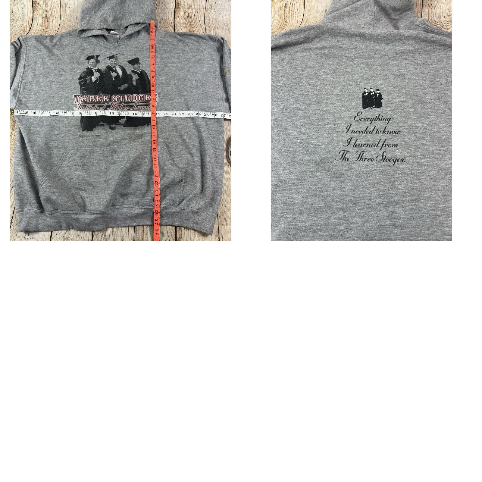 Gildan VINTAGE The Three Stooges Hoodie Sweatshirt 2XL Grey Mens Distressed Size US XXL / EU 58 / 5 - 8 Thumbnail