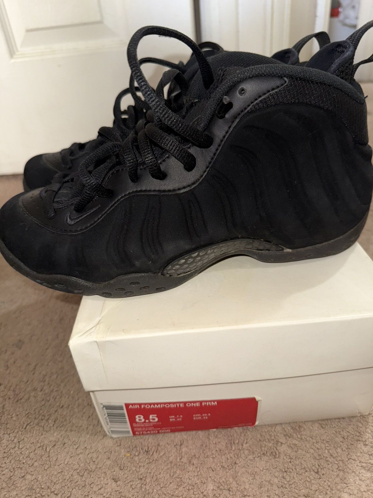 Nike Air Foamposite One PRM ‘Triple Black’ Size US 8.5 / EU 41-42 - 3 Thumbnail