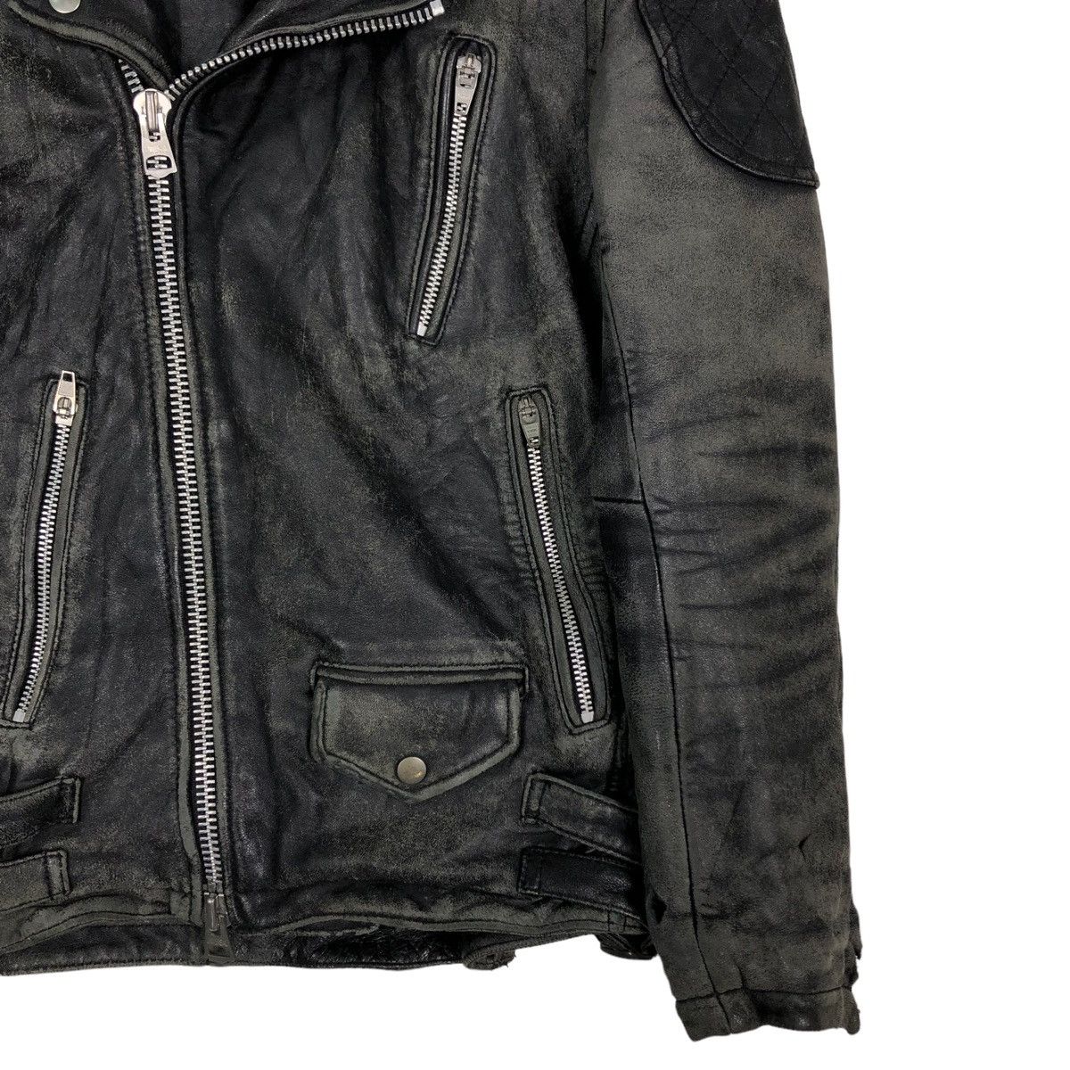 Genuine Leather 🔥VINTAGE FLY LEATHER JACKET CAFE RACER DOUBLE BREAST Size US S / EU 44-46 / 1 - 5 Thumbnail