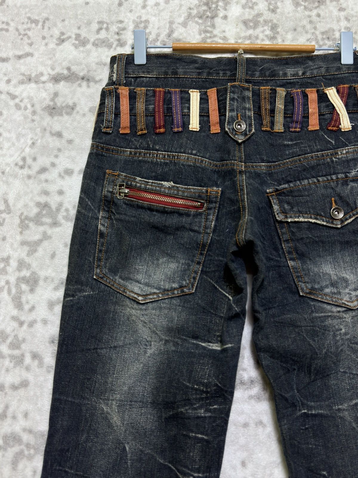 Japanese Brand Nylaus Clothing Y2K Double Waist Acid Wash Whiskered Jeans Size US 30 / EU 46 - 9 Thumbnail