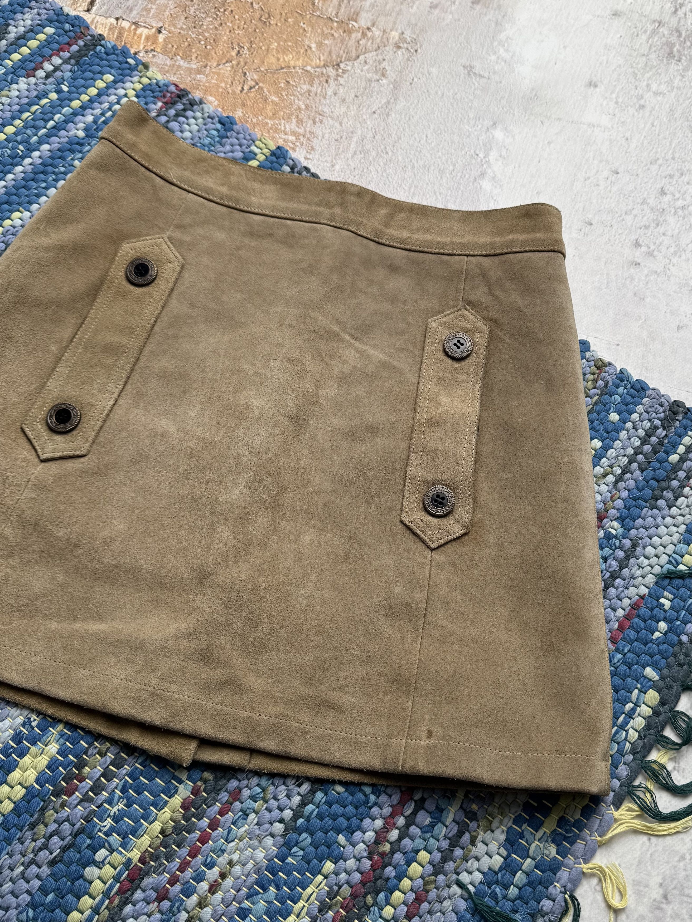 Vintage Vintage Leather Mini Skirt A8(V1)D15 Size 25" / US 0 / IT 36 - 3 Thumbnail