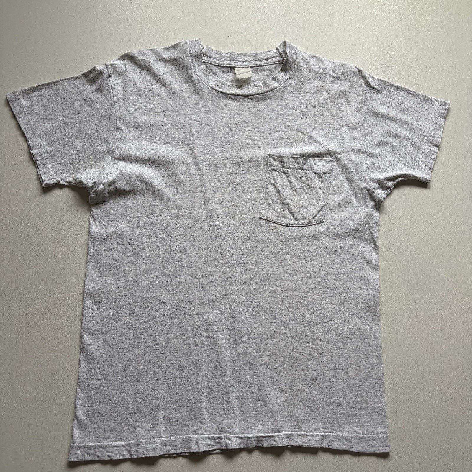 Vintage Gray Black Pocket T-Shirt Medium 90s Single Stitch