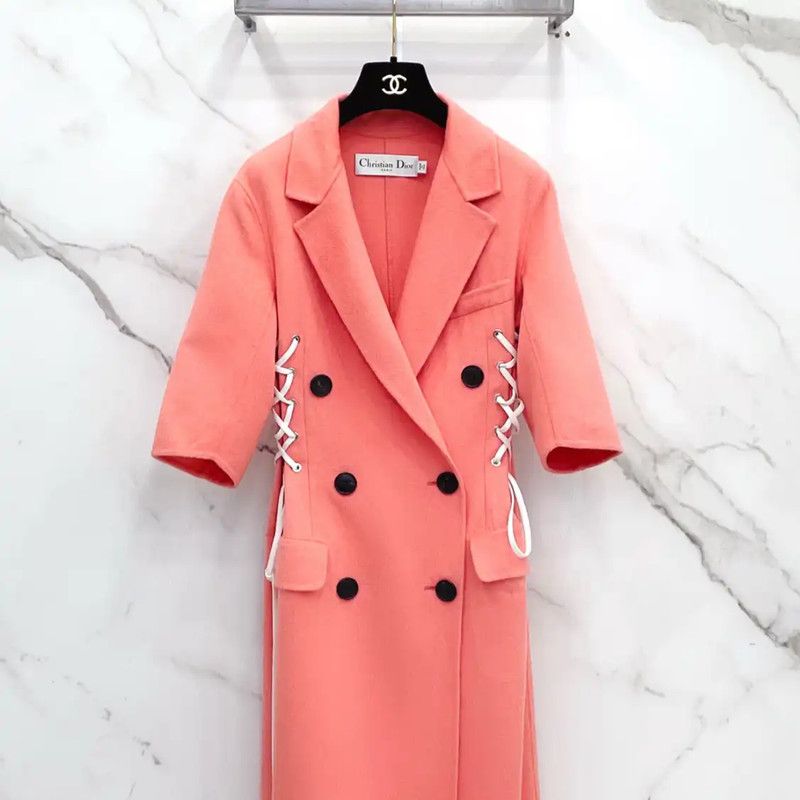 Dior Dior Pink Wool Blend Long Coat for Spring 0089 Size S / US 4 / IT 40 - 1 Thumbnail