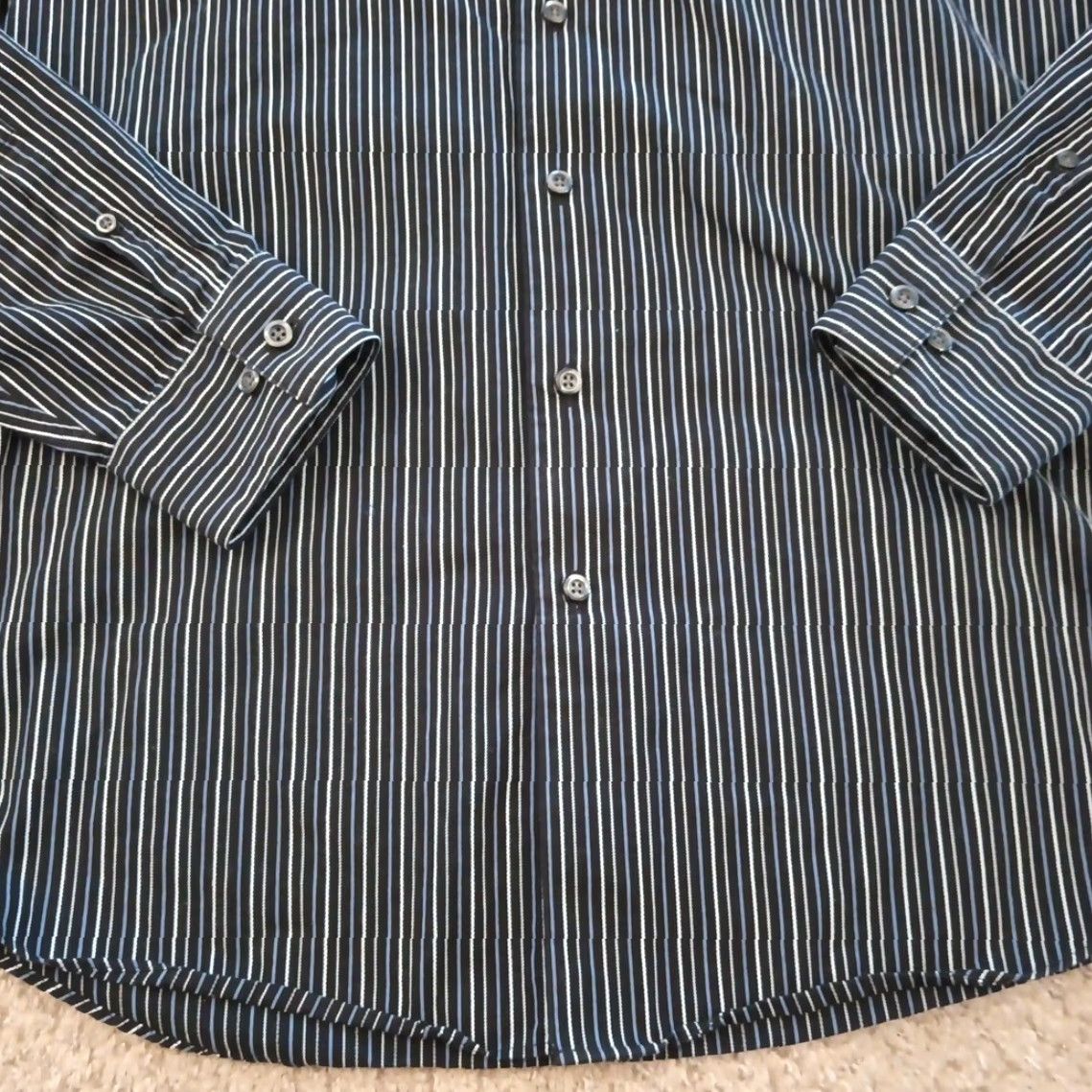 Apt. 9 Apt. 9 Shirt Mens Large Black Purple Striped Long Sleeve Button Up Cotton Size US L / EU 52-54 / 3 - 3 Thumbnail