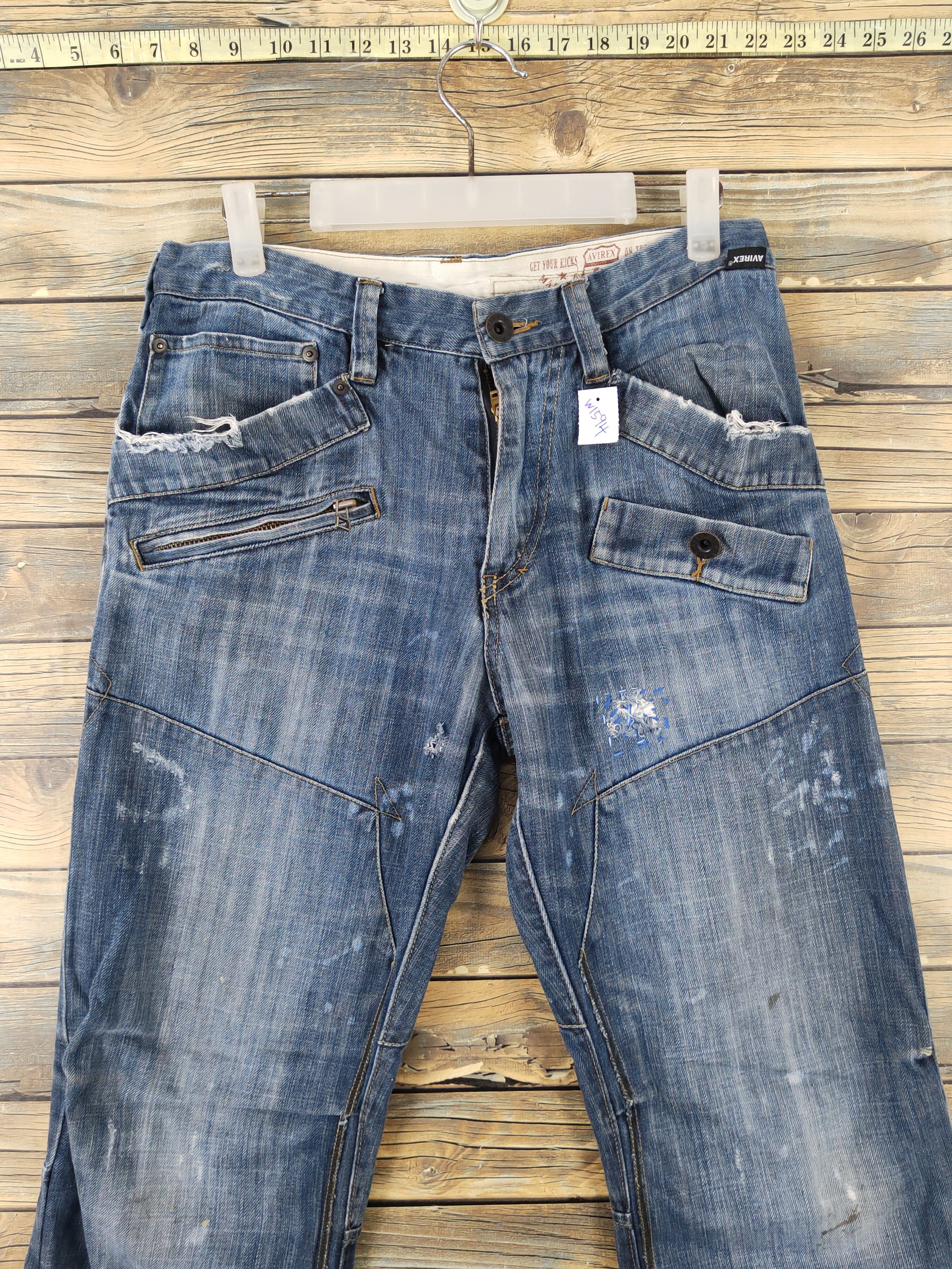 Avirex Avirex Blue multipocket Distressed Ripped denim Jeans #W1694 Size US 30 / EU 46 - 2 Thumbnail
